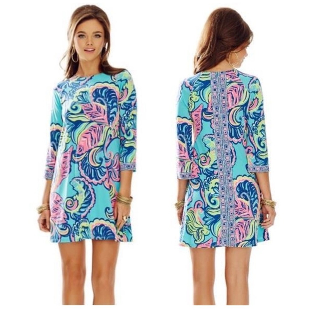 Lilly Pulitzer Bellavista Dress Womens XS Blue Private Island Engineered 12390